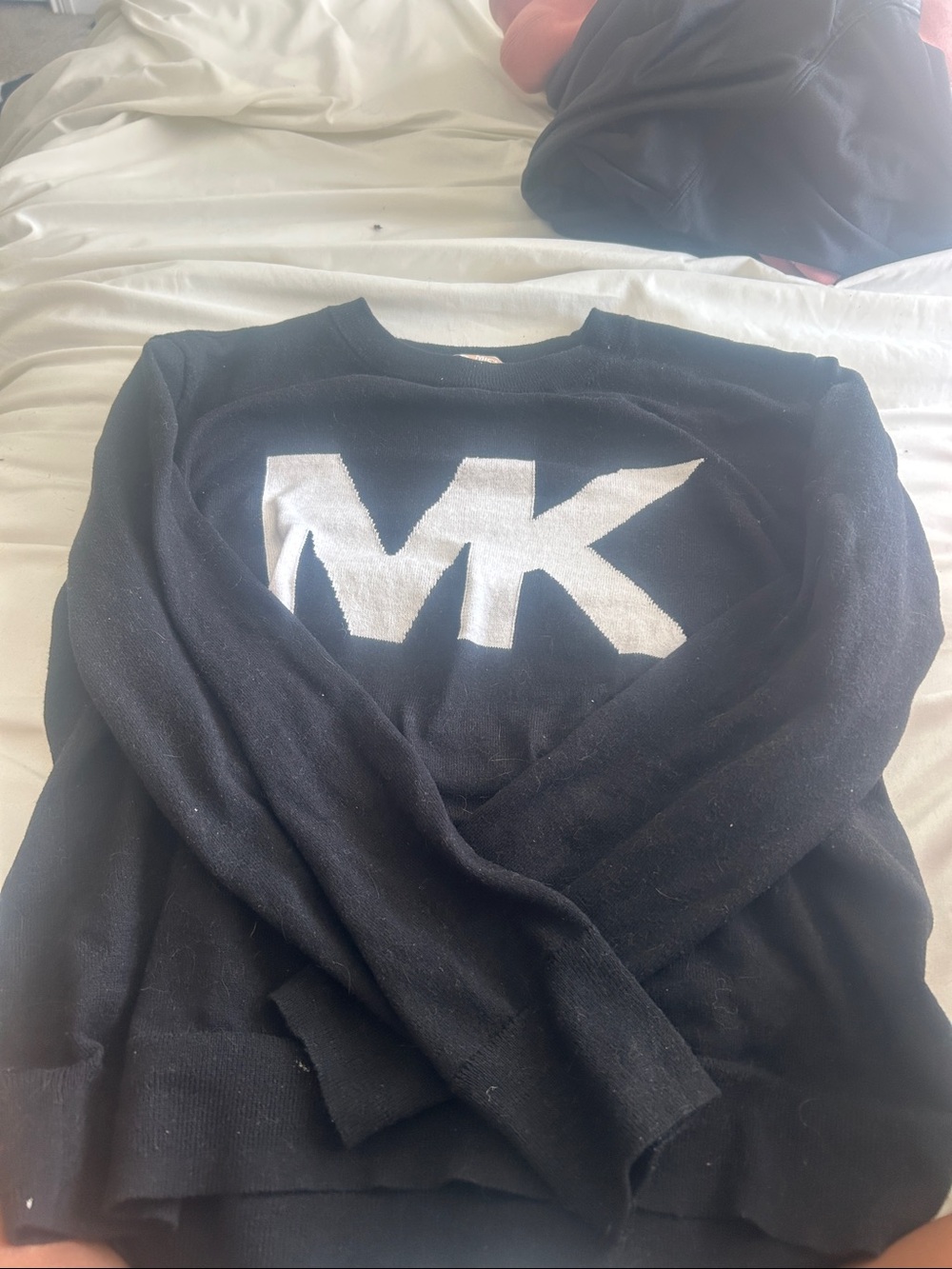 Michael Kors Black Crewneck Sweater with White MK Emblem